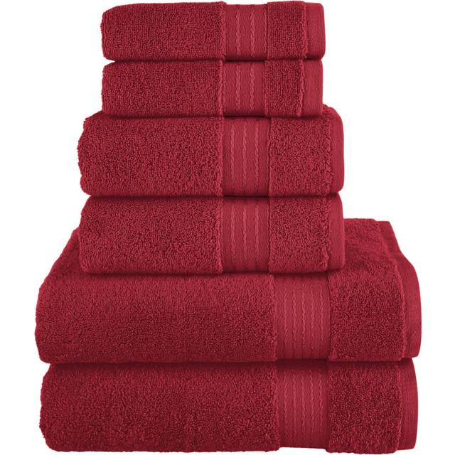 Elegant Comfort Premium Cotton 6-Piece Towel Set  Includes 2 Washcloths  2 Hand Towels and 2 Bath Towels  100% Turkish Cotton - Highly Absorbent and S