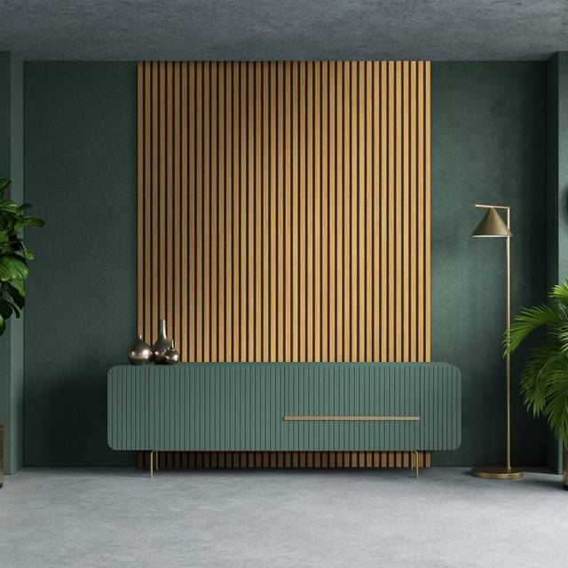 Liberty Golden Oak - Elevation Acoustic Wall Panelling (342510) Size (Height x Width x Thickness): 600x2400mm