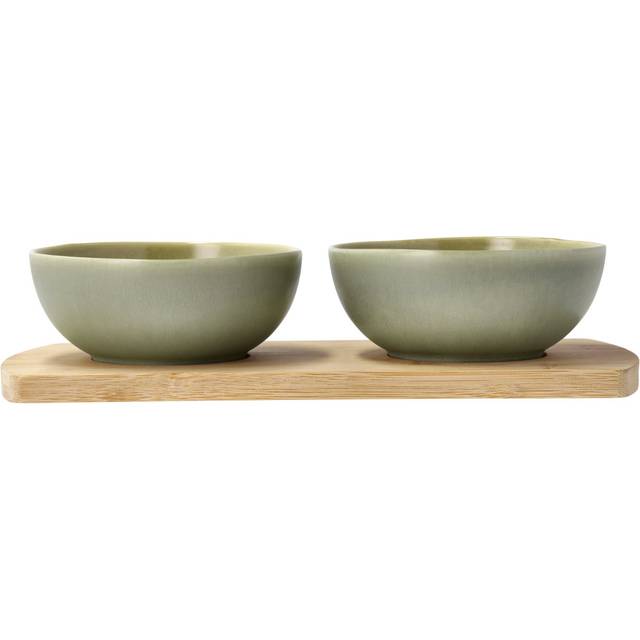 Villa Collection Shoku bambubricka med 2 skålar Pure Green