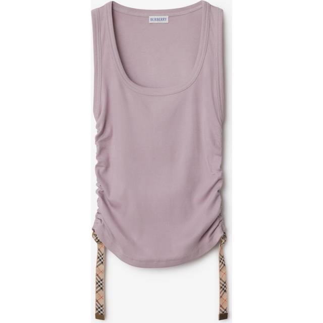 Ruched Drawstring Cotton Tank Top - WISTERIA - X-Small