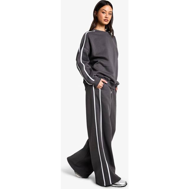 Womens Tall Side Stripe Wide Leg Joggers - Grey - L, Grey