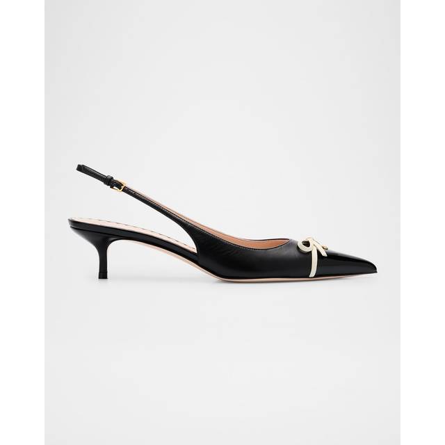 Valentino Bow Detail 45 Leather Slingback Pump