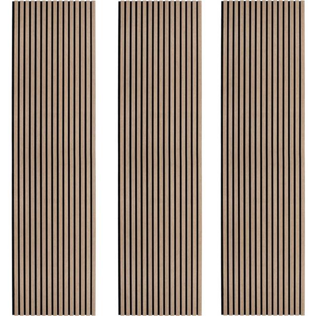 Acoustic Slat Wall Panels x 3 - Light Walnut