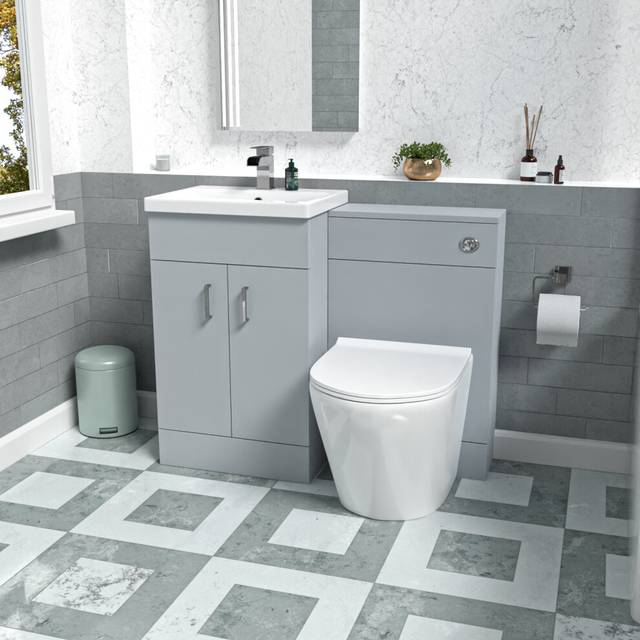 Nes Home Matte Grey 1000mm Vanity Basin WC Vanity Unit & Rimless BTW Toilet