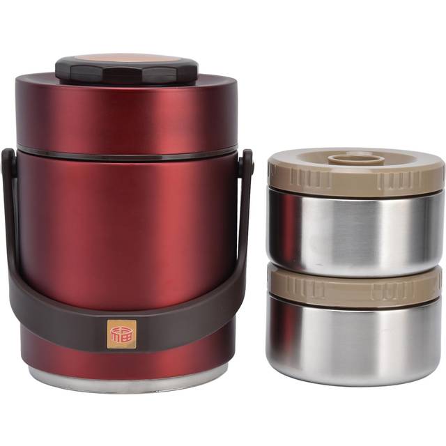 Insulation Lunch Box High Capacity 1.5L Stainless Steel Portable Heat Preservation Vacuum Bento Box L red