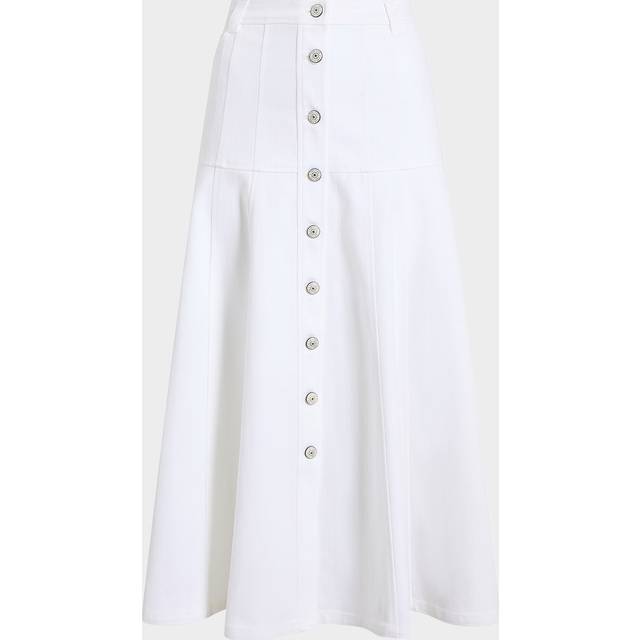 Veena Button-Front Midi Skirt - WHITE - 0