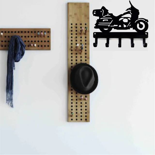 Engine Wall Organizer with Key Hooks - Black (60cm H X 20cm W X 2cm D)