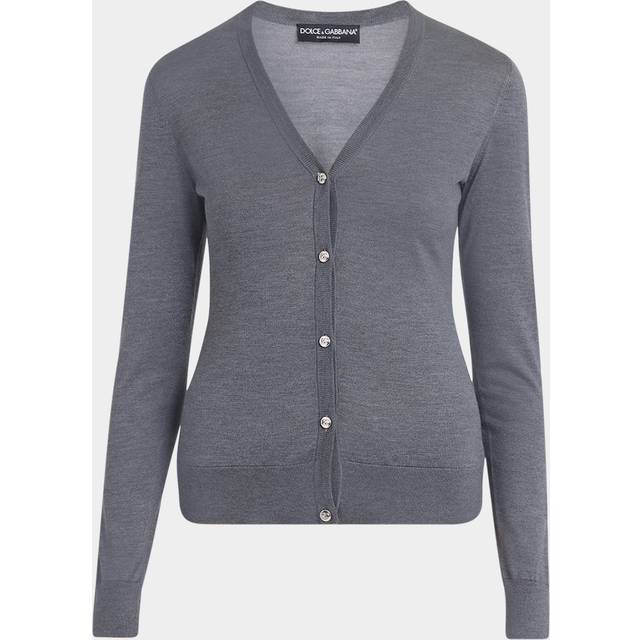 V-Neck Silk Cardigan - DARK GREY - 38 IT (2 US)
