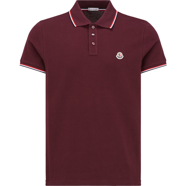 MONCLER Men's Logo Cotton Maglia Polo Shirt - Red