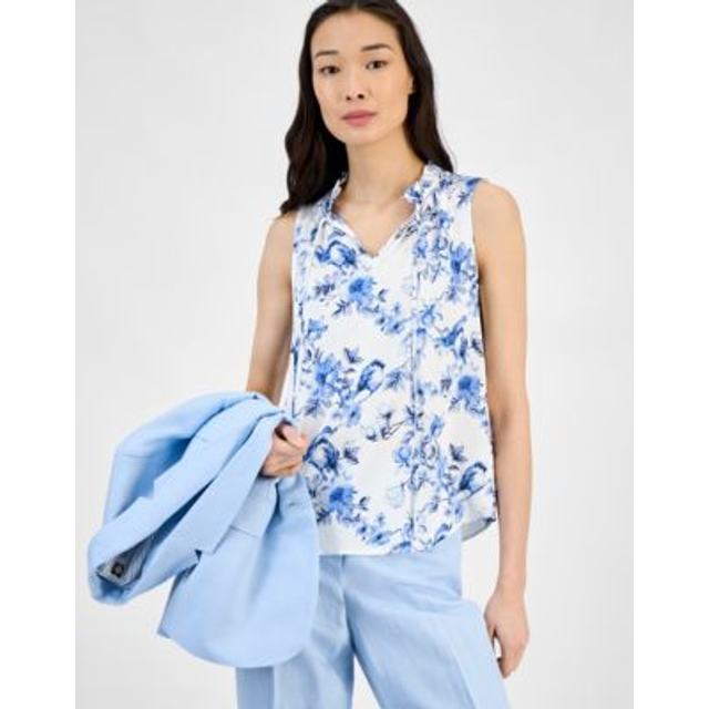 Anne Klein Ruffle Tie Neck Top