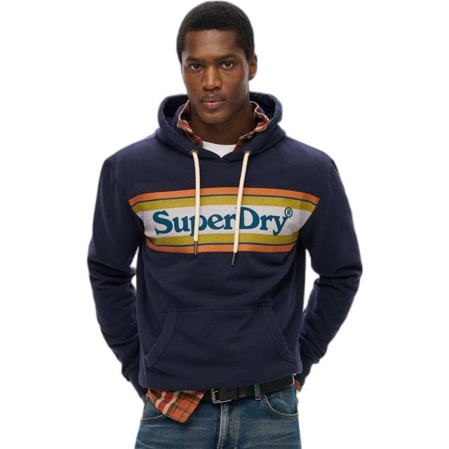 Striped hoodie with logo Superdry Venue - Bleu