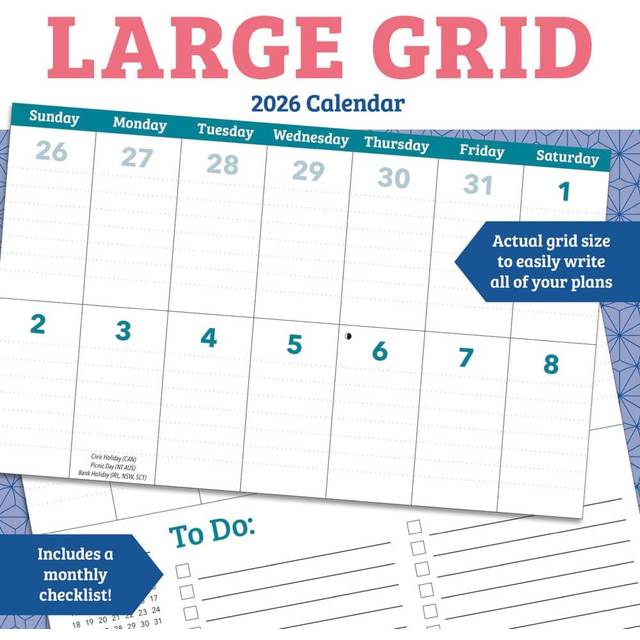 Large Grid 2026 Wall Calendar