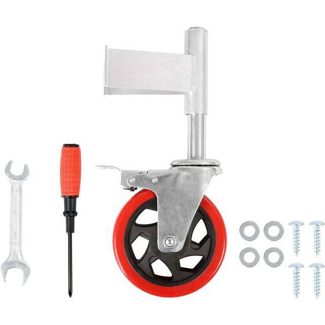 Wiltec Spring Loaded Gate Wheel 125 mm max. 150 kg Load Capacity, Single Castor with Brake, Galvanised Steel, Plastic Wheel
