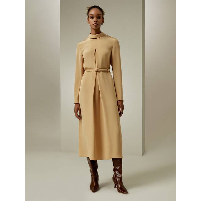LILYSILK A Line Silk Dress Mulberry Silk Long Sleeves Suitable For Work Occasions UK Sunset M