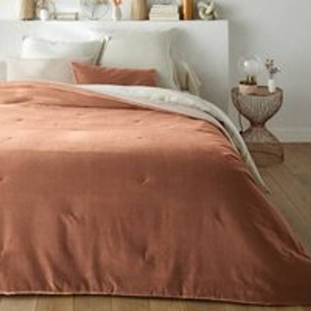 Velvet Quilted 100% Cotton Velvet Bedspread - praline - 230X250CM