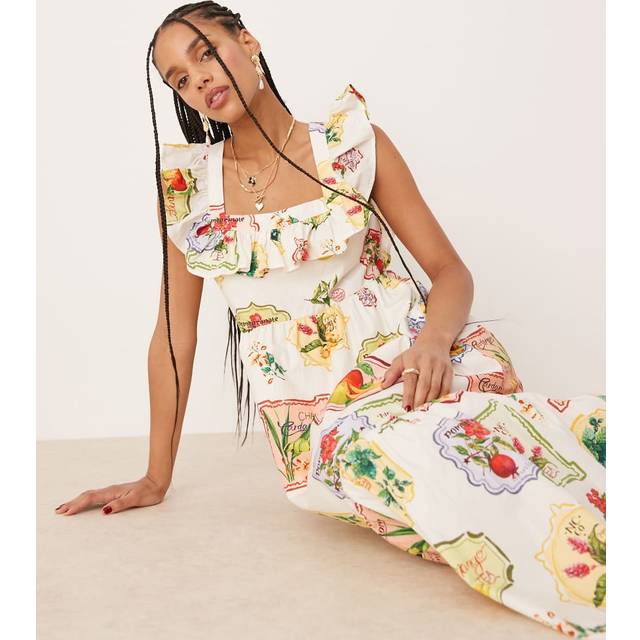 Nobody's Child Cassidy Vintage Midi Dress, White/Multi