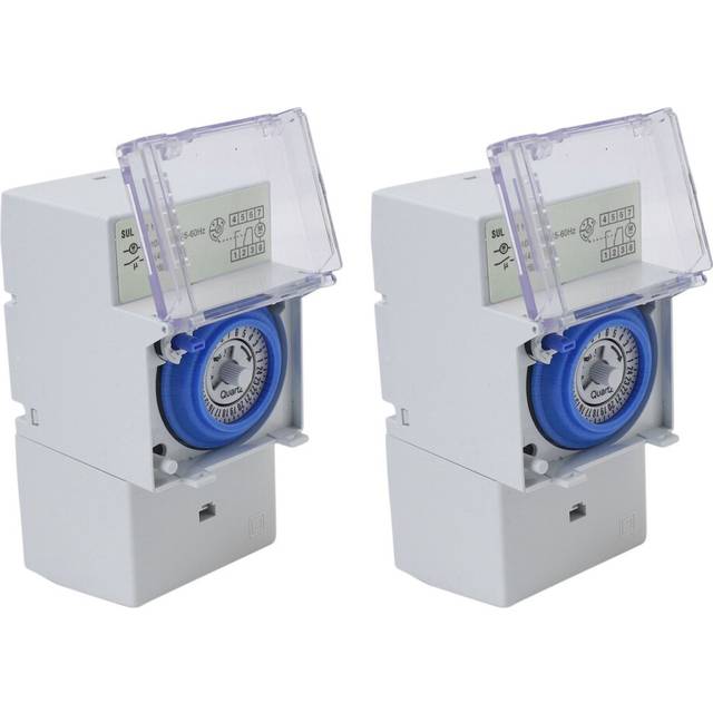 2X SUL181H Mechanical Timer 24 hours Time Switch Relay Electrical Programmable Timer 24 hour Din Rail Timer Switch