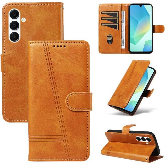 (Yellow) Filp Case for Samsung Galaxy A26 5g with Credit Card Slot Wallet Phone Case Pressed Pu Leather Detachable Black Bracelet