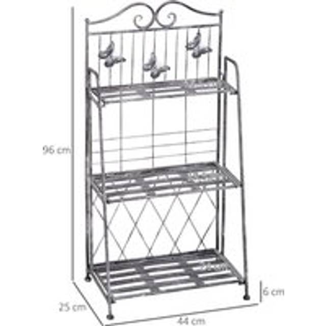 Outsunny Indoor Outdoor Freestanding 3-Tier Garden Plant Stand Metal Flower Display Rack for Potted Plants Balcony Décor 44L x 25W x 96H cm Aosom UK