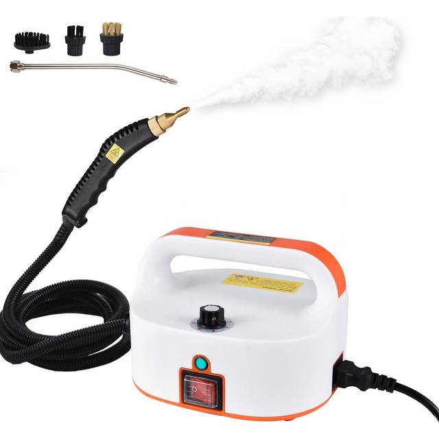 Portable Steam Cleaner 1500W High Temperature High Pressure Mobile Cleaning Machine Steam Cleaner EU Plug orange/white