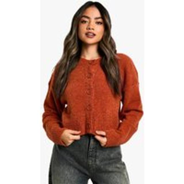 Womens Soft Knit Bomber Cardigan - Orange - M, Orange