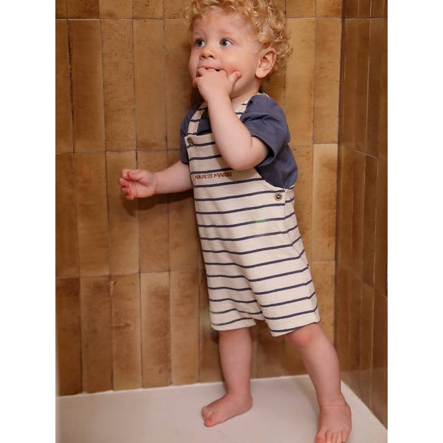 3-Piece Gift Set: T-Shirt + Dungarees + Comforter for Babies striped blue