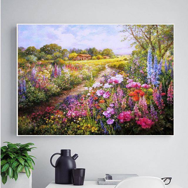 Diamond Painting Cross Stitch Natural Garden Flower Landscape Diamond Embroidery Wedding Decoration 20X30CM