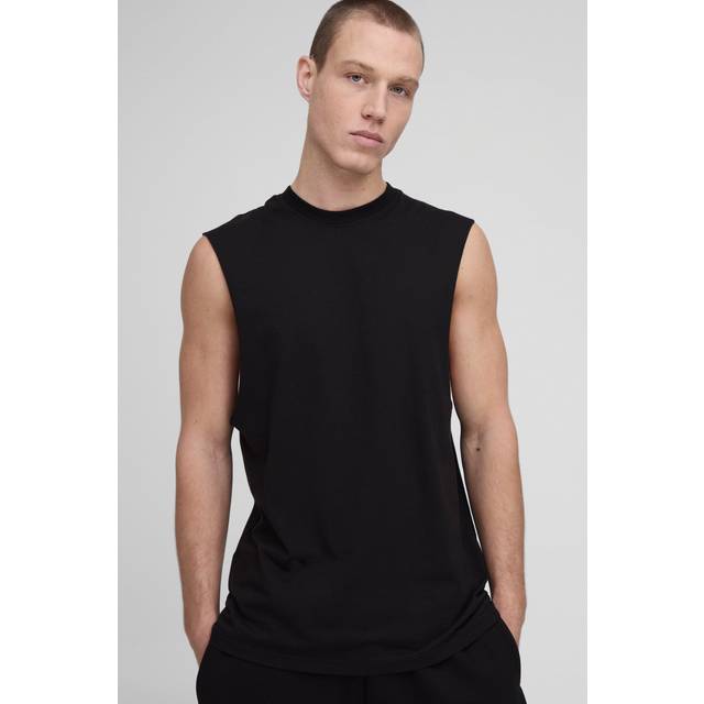 Basic Regular Fit Drop Armhole vest - Black - M