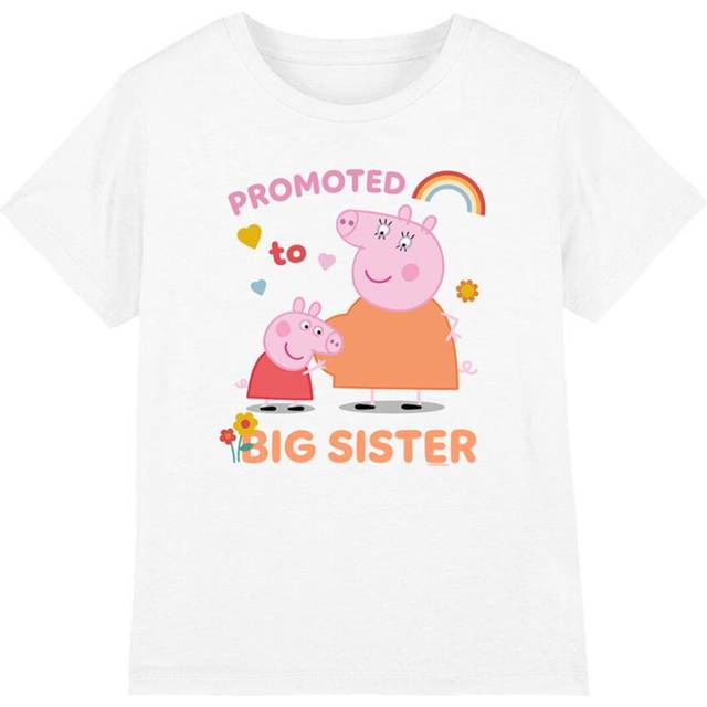 (3-4 Years, White) Peppa Pig Childrens/Kids Promoted To Big Sister T-Shirt