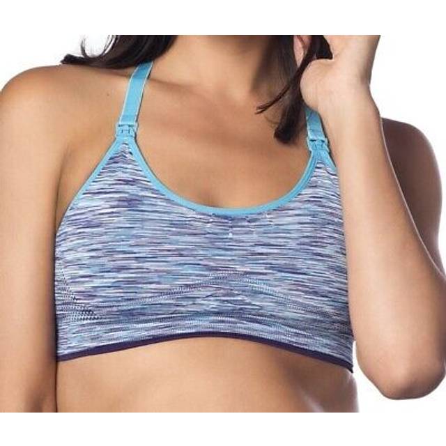 Hotmilk vitality yoga nursing bra sports blue l 36dd e f drop cup maternity