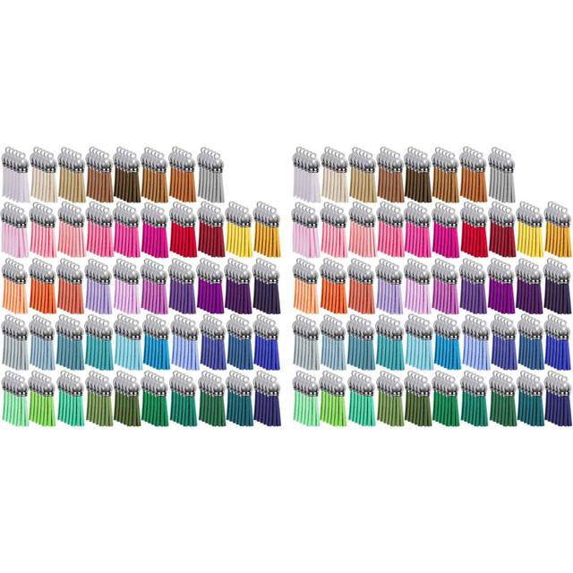 500Pcs Keychain Tassels Bulk Colored Leather Pendants for DIY Keychain and Craft