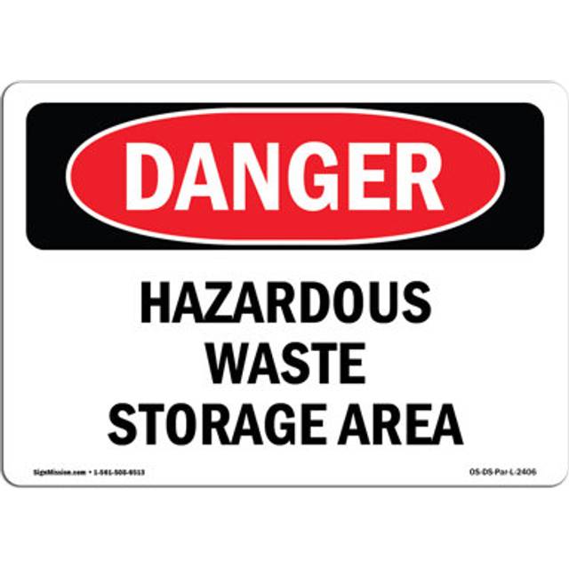 SignMission OS-DS-A-1218-L-2406 12 x 18 in. OSHA Danger Sign - Hazardous Waste Storage Area