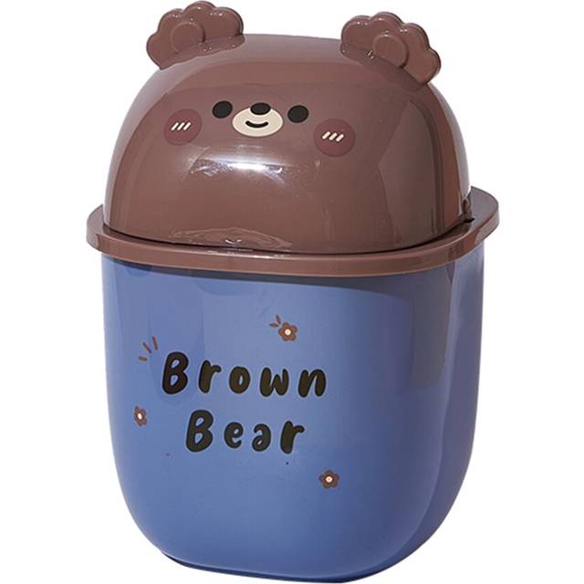 Countertop Garbage Can, with Lid, Cute Bear Trash Can-B