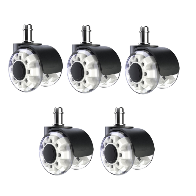 Office Chair Wheels Replacement Set of 5 ,Dual 2 Inch Soft Casters for Hardwood Vinyl Tile All Floors B