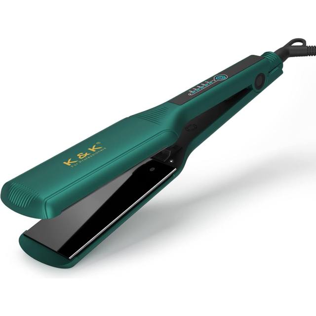 K&K 2.24 Inch Extra Wide Plate Hair Straighteners, Nano Ceramic Tourmaline Coating Plate, Titanium Smooth Flat Iron for Women Keratin Treatment,