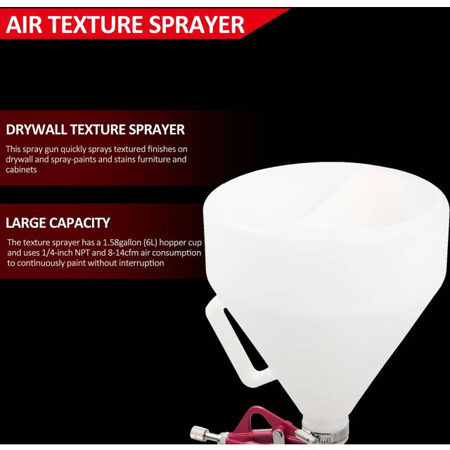 Drywall Wall Painting Sprayer 6L Paint Texture Tool Air Hopper Spray Machine with 3 Nozzle red