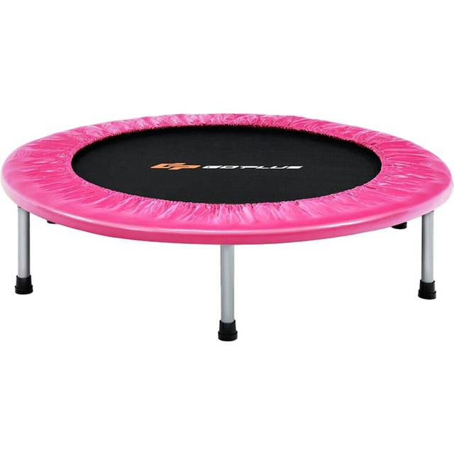 Foldable Mini Trampoline with Springs and Padded Cover-pink
