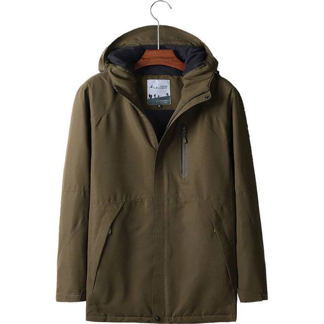(Army, XL) Man Electronic USB Heated Jacket Intelligent Heating Hooded Work Motorcycle Skiing Riding Coat
