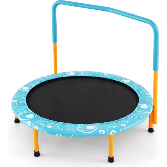 Child's Folding Outdoor Trampoline with Padded Edge Cover and Full Covered Handle-Orange