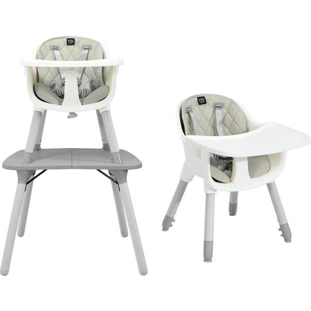 convertible Baby High Chair with 2-Position Removable Tray-Grey