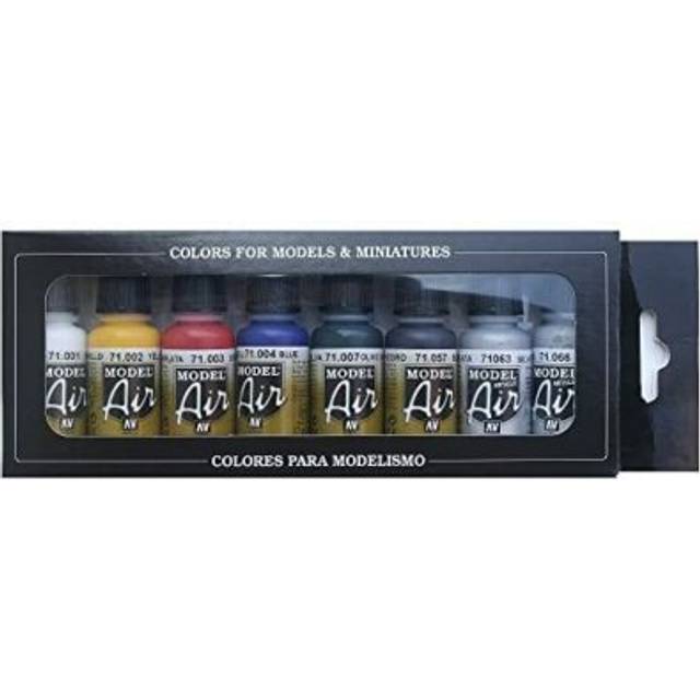 Vallejo Model Air Basic Colors Acrylic Paint Set for Air Brush - Assorted Colours (Pack of 16)