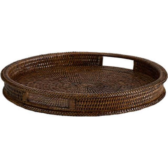 Cognac serveringsbricka rund rotting - Brun (Ø: 40 x H: 5 cm)