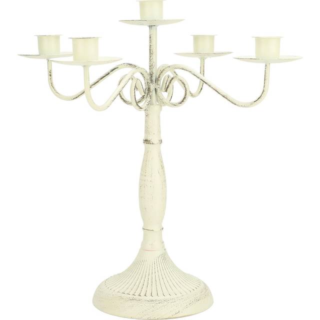 European Style Candelabra 5 Arms Iron Elegant Candle Stick Candelabra for Wedding Restaurant White white