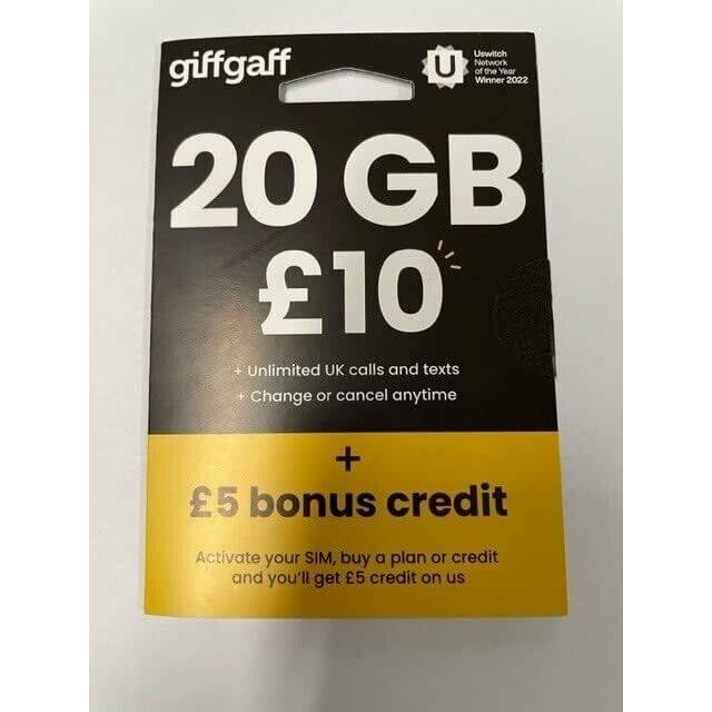 Giffgaff giff gaff sim card 3 in 1 nano micro standard free £5 payg