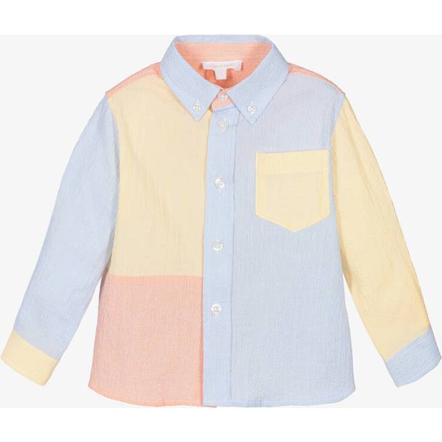 Patachou Boys Blue Colourblock Cotton Seersucker Shirt - 2 year