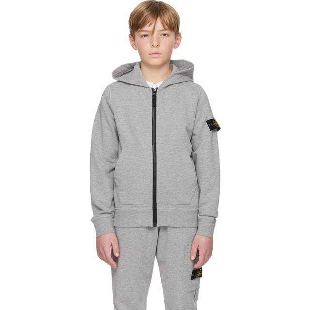 Stone Island Junior Kids Gray 60720 Hoodie - V0M64 Melange Grey - 10Y
