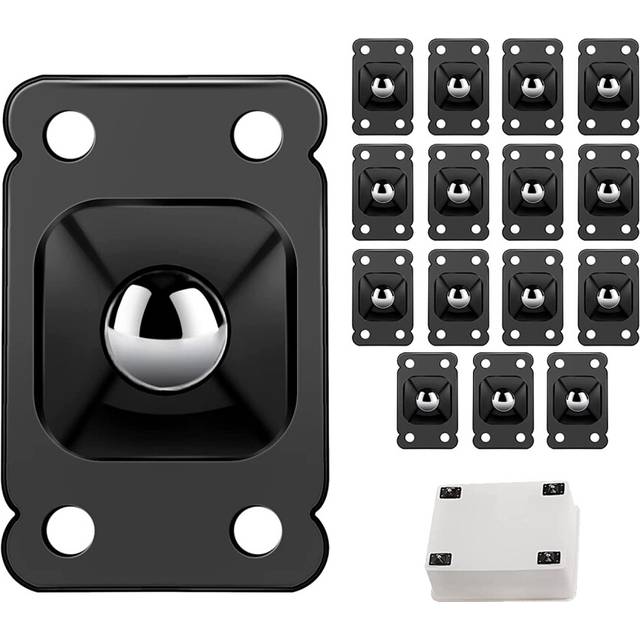 16 PCS Black Mini Casters Wheels Self-Adhesive Stainless Steel Paste 360 Degree Rotation Trash Can Caster