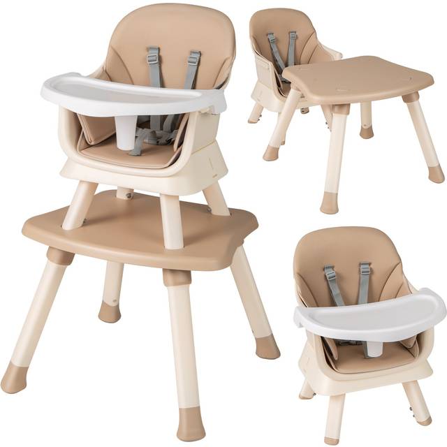 6-in-1 Baby High Chair with 5-Point Harness and Removable Tray-Light Brown