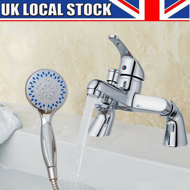 Chrome Finished Bathroom Tub Mixer Taps Bath Shower Filler Tap Hot & Cold Water with 3 Models Handheld Shower Head with Hoses