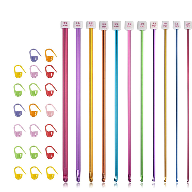 Tunisian Crochet Hooks Set,11 Packs Hook Afghan Aluminum Needle(2Mm To 8Mm)